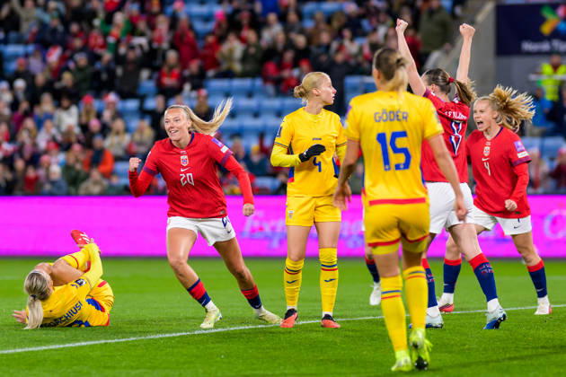 October 13, 2013: Synne Sofie Kinden Jensen of Norway celebrates after scoring the 1-0 goal during the FIFA Women’s World Cup Qualifier soccer match between Norway and Romania on October 13, 2026 in Oslo. Photo by Marius Simensen, BILDBYRÅN COP 238 MM0076 bbeng women s soccer football soccer FIFA World Cup qualifiers World Cup qualifiers women s World Cup qualifiers international match Norway Romania celebration  Copyright: MARIUSxSIMENSEN BB261013BB345