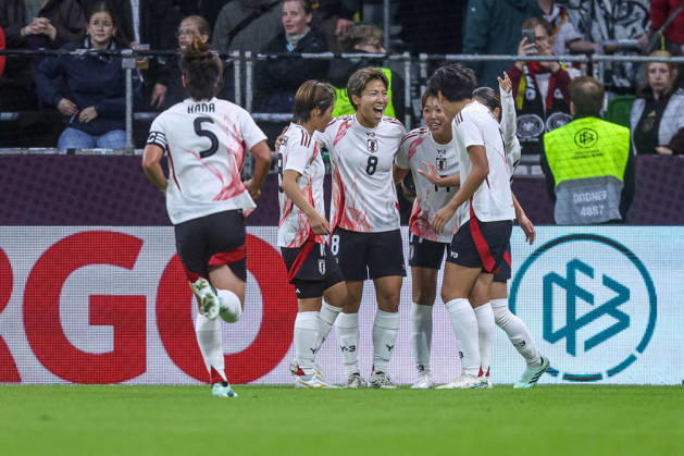 GER, Bremen, Germany vs. Japan, Soccer, FIFA, UEFA, 2026–2027 Season, Weserstadion, Friendly Match: Pictured from left, Momoko Tanikawa, Japan Women’s U-19, 0–1, goal, celebration and joy, emotions. DFB and DFL regulations prohibit any use of photographs as image sequences and or quasi-video. October 13, 2026 Copyright: HMBxMedia HendrikxHamelau