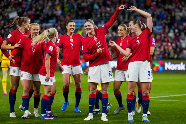 Soccer, World Cup Qualifiers, Women s Norway Romania Oslo 20261013 Norway s Elisabeth Terland celebrates after scoring the 2-0 goal during the World Cup qualifying soccer match between Norway and Romania at Ullevaal Stadium on Tuesday. Photo: Heiko Junge, NTB, Oslo, Norway. EDITORIAL USE ONLY. RESTRICTED USE FOR BETBETTING COMPANIES  Copyright: xHeikoxJungex xNTBx