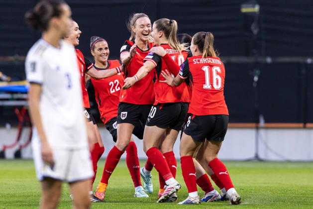 SOCCER - FIFA World Cup, WM, Weltmeisterschaft, Fussball 2027, quali, AUT vs KOS VIENNA,AUSTRIA,13.OCT.26 - SOCCER - FIFA Women s World Cup 2027, european qualifiers, OEFB international match, Länderspiel, Nationalmannschaft Austria vs Kosovo. Image shows the rejoicing of AUT with Marie Hoebinger (AUT). GEPAxpictures xArminxRauthner