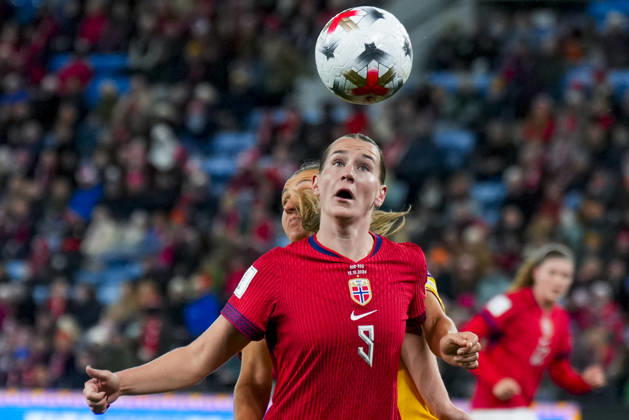 Soccer, World Cup Qualifiers, Women s, Norway vs. Romania, Oslo, October 13, 2026. Norway s Elisabeth Terland during the World Cup qualifying soccer match between Norway and Romania at Ullevaal Stadium on Tuesday. Photo: Heiko Junge, NTB, Oslo, Norway. EDITORIAL USE ONLY. RESTRICTED USE FOR BETTING COMPANIES.  Copyright: xHeikoxJungex xNTBx