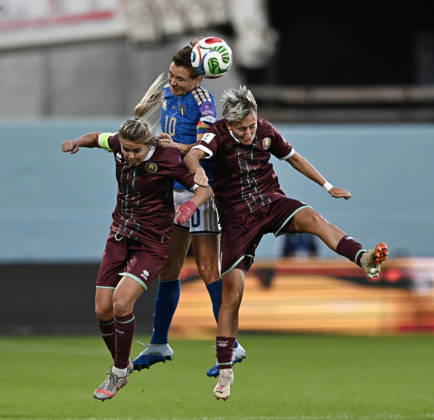 Mp Firenze 13 10 2026 - spareggio qualificazione Mondiali femminili 2027 Italia-Bielorussia foto Matteo Papini Image nella foto: Cristiana Girelli-Valeriya Belaya 