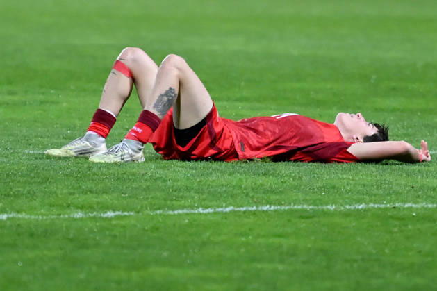 DOMZALE, SLOVENIA - OCTOBER 13: Turkish player recognize after after the UEFA Women’s European Qualifiers for 2027 World Cup Play-offs Round 1, 2nd leg match between Slovenia and Turkey at Sports Park Domzale, Domzale on October 13, 2026 in Domzale, Slovenia. (Photo by Igor Kupljenik Sports Press Photo). Copyright: xIgorxKupljenikx xSPPx Sportspressphoto_SPR254317