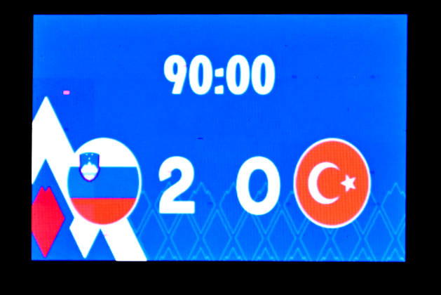 DOMZALE, SLOVENIA - OCTOBER 13: Final score after the UEFA Women’s European Qualifiers for 2027 World Cup Play-offs Round 1, 2nd leg match between Slovenia and Turkey at Sports Park Domzale, Domzale on October 13, 2026 in Domzale, Slovenia. (Photo by Igor Kupljenik Sports Press Photo). Copyright: xIgorxKupljenikx xSPPx Sportspressphoto_SPR254321