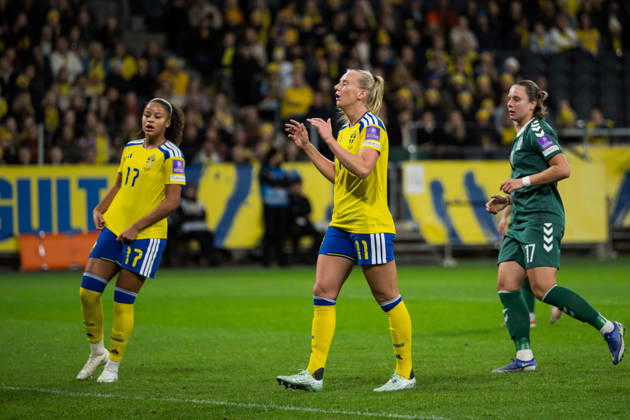 October 13, 2026: Stina Blackstenius of Sweden looks dejected during the FIFA Women’s World Cup qualifying playoff soccer match between Sweden and Lithuania on October 13, 2026 in Stockholm. Photo by Jesper Zerman, BILDBYRÅN, code JZ JZ0769. soccer, football, World Cup qualifier, FIFA Women’s World Cup qualifier, Sweden, Lithuania, women’s soccer, BBENG, Lithuania, dejected  Copyright: JESPERxZERMAN BB261013JZ044