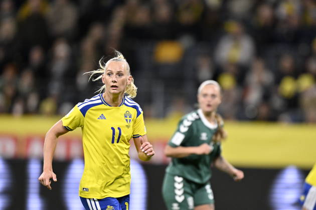 STOCKHOLM, SWEDEN, October 13, 2026: Sweden s Stina Blackstenius during Tuesday s soccer match, the World Cup playoff between Sweden and Lithuania, at Strawberry Arena, STOCKHOLM, SWEDEN x10050x  Copyright: xPontusxLundahl TTx WORLD CUP PLAYOFF SWEDEN-LITHUANIA