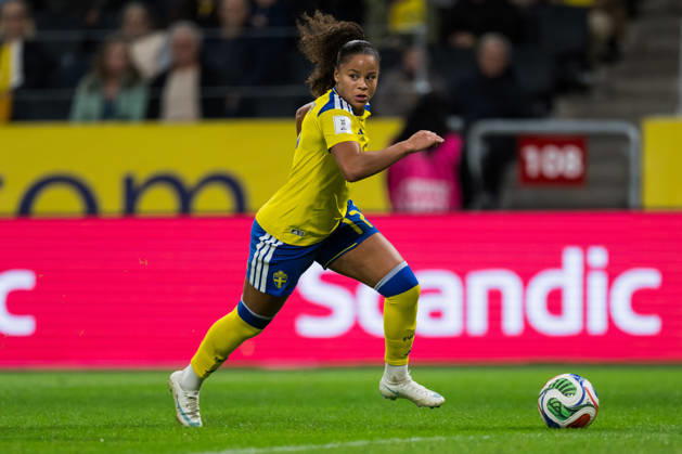October 13, 2026: Felicia Schröder of Sweden during the FIFA Women’s World Cup qualifying playoff soccer match between Sweden and Lithuania on October 13, 2026 in Stockholm. Photo by Emma Wallskog, BILDBYRÅN, code EW JZ0769. soccer, football, soccer, World Cup qualifiers, FIFA Women’s World Cup qualifier, Sweden, Lithuania, women’s soccer, BBENG, Lithuania  Copyright: EMMAxWALLSKOG BB261013EW026