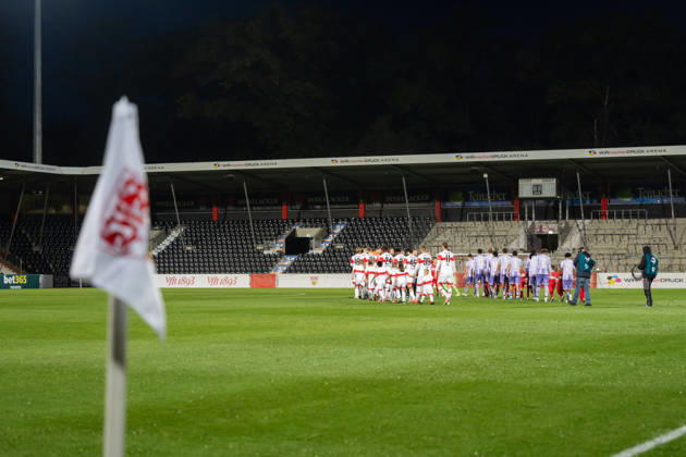 October 13, 2026, xjyhynx, Soccer 3rd Division, VfB Stuttgart U23 vs. TSG Hoffenheim II, from left: Teams entering the field, Aspach