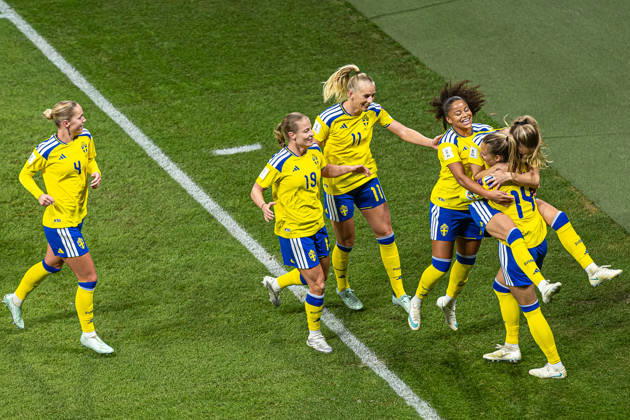 October 13, 2026: Nathalie Björn of Sweden celebrates after scoring the 1-0 goal during the FIFA Women’s World Cup qualifying playoff soccer match between Sweden and Lithuania on October 13, 2026 in Stockholm. Photo by Caisa Rasmussen, BILDBYRÅN COP 353 JZ0769. soccer, football, World Cup qualifier, FIFA Women’s World Cup qualifier, Sweden, Lithuania, women’s soccer, celebration  Copyright: CAISAxRASMUSSEN BB261013CR015