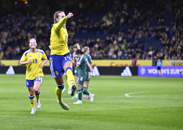 STOCKHOLM, SWEDEN, October 13, 2026: Sweden s Nathalie Björn celebrates after scoring a 1-0 goal during Tuesday s World Cup playoff soccer match between Sweden and Lithuania at Strawberry Arena, STOCKHOLM, SWEDEN x10050x  Copyright: xPontusxLundahl TTx WORLD CUP PLAYOFF SWEDEN-LITHUANIA