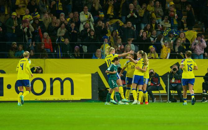 Strawberry Arena SOLNA, SWEDEN - OCTOBER 13: Sweden celebrates goal in the World Cup 2027 qualifier match between Sweden and Lithuania at Strawberry Arena on October 13, 2026 in Solna, Sweden. (Peter Sonander SPP) Copyright: xPeterxSonander SPPx spp-en-PeSo-20261013_SPP_PeterSonander_7308