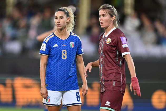 IPA89641335 - Emma Severini of Italy and Anastasiya Linnik of Belarus are in action during the second leg of the first round of the 2027 FIFA Women s World Cup European Qualifiers Playoffs between Italy and Belarus at Artemio Franchi Stadium on October 13, 2026, in Florence, Italy.  Copyright: xDomenicoxCippitelli IPAxSportx xx IPA89641335 IPA89641335