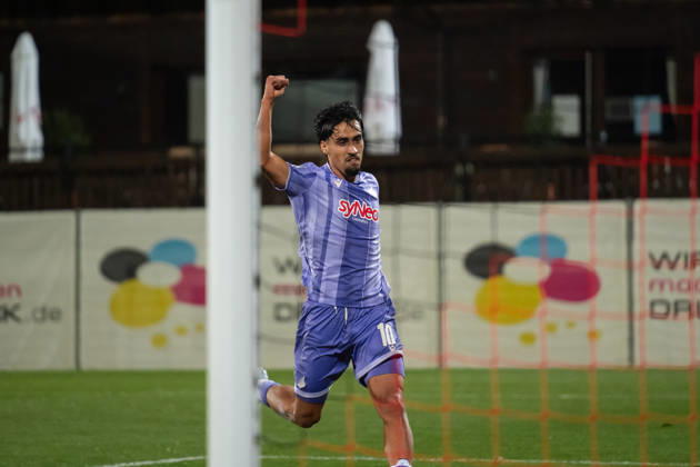 October 13, 2026, xjyhynx, Soccer 3rd Division, VfB Stuttgart U23 vs. TSG Hoffenheim II, from left: Yasin Zor 10, TSG Hoffenheim II celebrates after an own goal makes it 2–1, Aspach