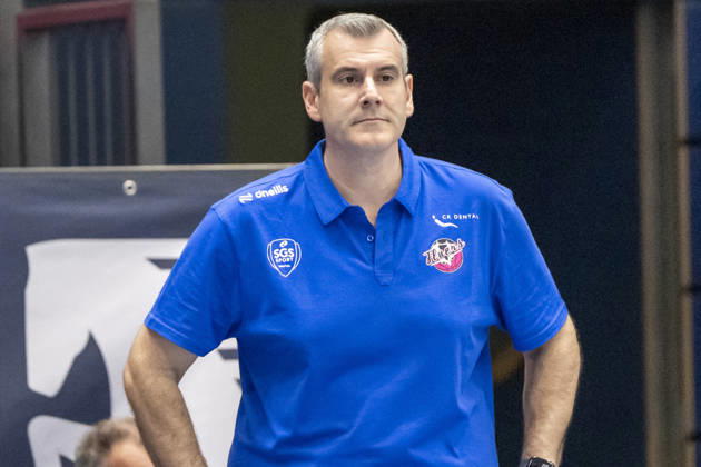ENBL 2026–2027 Syntainics MBC vs. Bristol Flyers Weissenfels, Germany October 13, 2026 Pictured: Head Coach Andreas Kapoulas Bristol Weissenfels City Hall Saxony-Anhalt, Germany