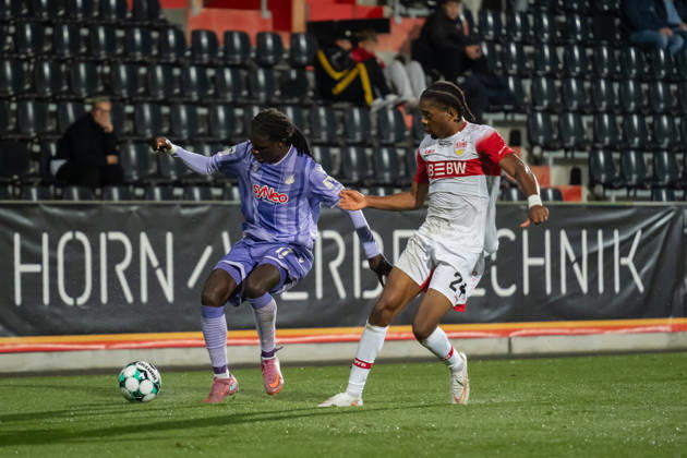October 13, 2026, xjyhynx, Soccer 3rd Division, VfB Stuttgart U23 vs. TSG Hoffenheim II, from left: Blessing Makanda 17, TSG Hoffenheim II vs. Joyeux Masanka Bungi 24, VfB Stuttgart II vs. Aspach