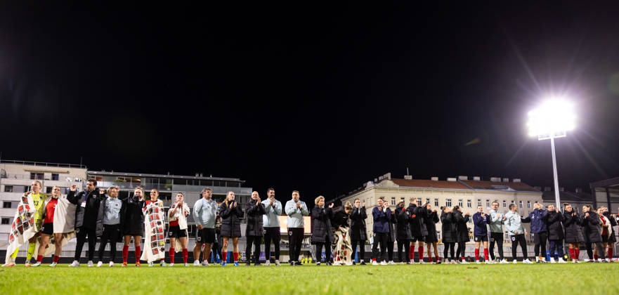 SOCCER - FIFA World Cup, WM, Weltmeisterschaft, Fussball 2027, quali, AUT vs KOS VIENNA,AUSTRIA,13.OCT.26 - SOCCER - FIFA Women s World Cup 2027, european qualifiers, OEFB international match, Länderspiel, Nationalmannschaft Austria vs Kosovo. Image shows the rejoicing of AUT. GEPAxpictures xArminxRauthner