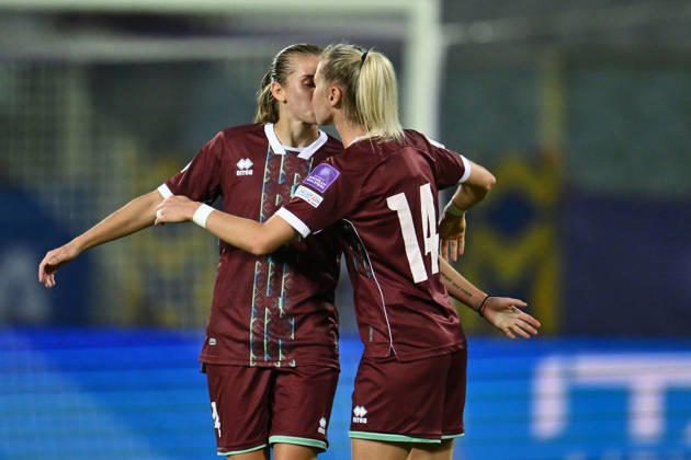 RECORD DATE NOT STATED 13th October 2026; Stadio Artemio Franchi, Florence, Italy; Womens WC Qualification Europe Football, Italy versus Belarus; Karyna Alkhovik of Belarus celebrates after scoring the goal of 1-1 DomenicoxCippitelli