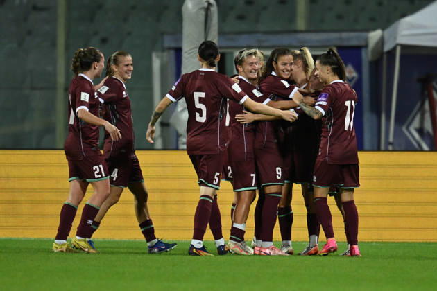 RECORD DATE NOT STATED 13th October 2026; Stadio Artemio Franchi, Florence, Italy; Womens WC Qualification Europe Football, Italy versus Belarus; Karyna Alkhovik of Belarus celebrates after scoring the goal of 1-1 DomenicoxCippitelli