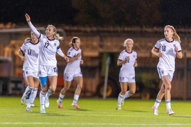 Scotland Women v Czech Republic Women, FIFA Women s World UEFA Cup, Play Off Semi Final GOAL! 1-2 Klara Cahynova of Czechia celebrates after giving her side the lead during the FIFA Women s World UEFA Cup Qualifying 1st round 2nd leg Semi Final Play Off. Scotland vs Czechia, Marbill Coaches Stadium, Paisley, Renfrewshire, Scotland, 13 October 2026 Paisley Marbill Coaches Stadium Renfrewshire Scotland Editorial use only , Copyright: xColinxPoultneyx PSI-25000-0026