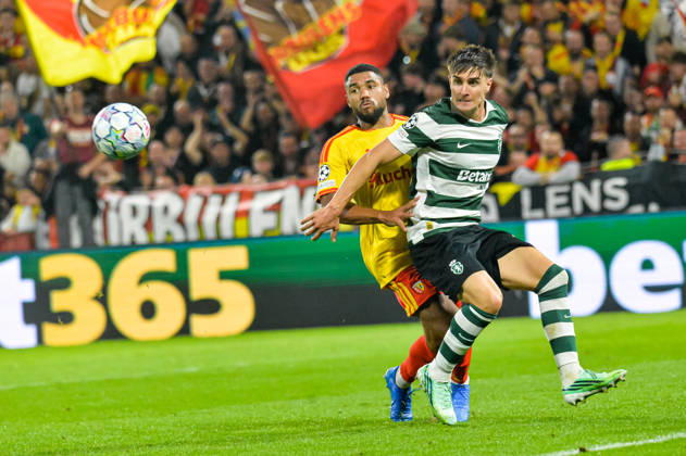 FOOTBALL : RC Lens vs Sporting Club Portugal - Ligue des Champions - Phase de Ligue - Journée 2 - 13 10 2026 Matthieu Udol (RC Lens) Ivan Fresneda (Sporting Club Portugal) LensFrance  Copyright: xBaptistexAutissierx