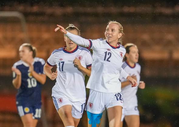 Czechia captain Klara Cahynova celebrates scoring with a header to give Czechia a 1-2 lead (Agg. 3-2). Scotland Women v Czechia, Women s European World Cup Qualifier, Football, The Marbill Coaches Stadium, Paisley, Scotland, UK - 13 Oct 2026Paisley The Marbill Coaches Stadium Scotland United Kingdom  Copyright: xStuartxWallace Shutterstockx 17214114aw