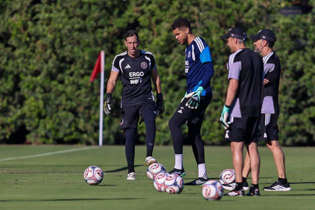 FORT LAUDERDALE, FL - OCTOBER 13: Inter Miami CF goalkeeper Dayne St. Clair (97) is seen during an Inter Miami Training Session at Florida Blue Training Center on October 13, 2026 in Fort Lauderdale, Florida. (Photo by Chris Arjoon Icon Sportswire) SOCCER: OCT 13 Inter Miami CF Training EDITORIAL USE ONLY Icon2610130000037
