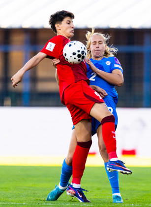 SOCCER - FIFA World Cup, WM, Weltmeisterschaft, Fussball - Women s Qualifiers - Slovenia vs. Turkey Photo by IPA ABACAPRESS.COM89666621 - Kader Hancar of Turkey (TUR) vs. Lana Golob of Slovenia (SLO) during a soccer match between Slovenia (SLO) and Turkey (TUR) in Round 1 of the Playoffs of the 2027 FIFA Women s European Qualifiers at Domzale Stadium, Domžale, Slovenia on October 13, 2026. Photo by Nik Moder Moder Photo Agency during the Women’s Qualifiers—Slovenia vs. Turkey, a FIFA World Cup match on October 13, 2026  Copyright: xIPAxSport ABACAx