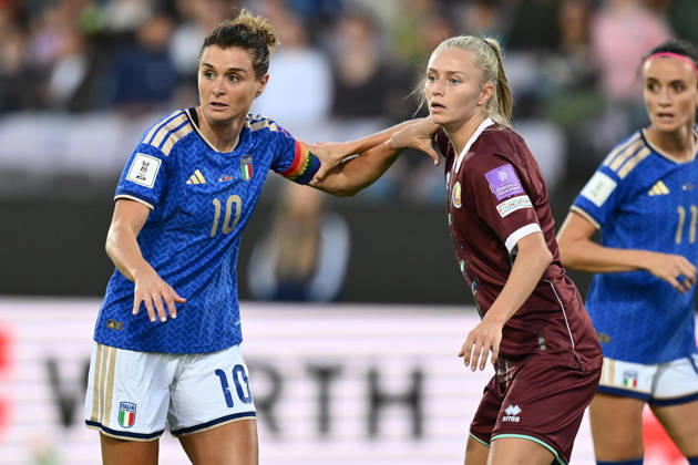 RECORD DATE NOT STATED 13th October 2026; Stadio Artemio Franchi, Florence, Italy; Womens WC Qualification Europe Football, Italy versus Belarus; Cristiana Girelli of Italy and Viktoryia Kazakevich of Belarus DomenicoxCippitelli