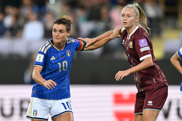 RECORD DATE NOT STATED 13th October 2026; Stadio Artemio Franchi, Florence, Italy; Womens WC Qualification Europe Football, Italy versus Belarus; Cristiana Girelli of Italy and Viktoryia Kazakevich of Belarus DomenicoxCippitelli