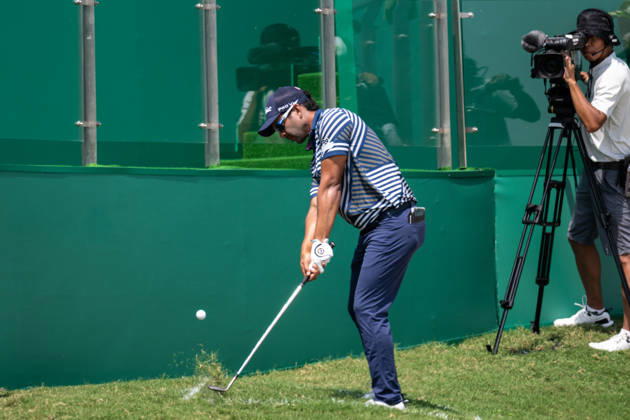 October 15, 2026, Coloane, Macao Sar, China: Guatemala s, Jose TOLEDO misses the 18th green ending in the hospitality stand. He opts for a drop in the Drop Zone..Opening Round in the Macao Open Golf at Macau Golf & Country Club. Macau Open Golf Rd 1  - ZUMAr144 20261015_zap_r144_124 Copyright: xJaynexRussellx