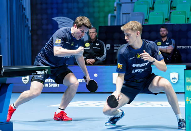 Kristian Karlsson and Anton Kallberg of Sweden (photo ms6256b) at the European Table Tennis Championships in Ljubljana, Slovenia LJUBLJANA, SLOVENIA OCTOBER 15, 2026 Kristian Karlsson and Anton Kallberg of Sweden (photo ms6256b) reach the semifinals of the European Table Tennis Championships at the Stozice Arena in Ljubljana, Slovenia Ljubljana Stozice Arena Slovenia