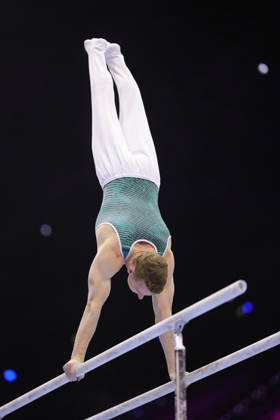 Nils Dunkel, GER, during podium practice at the 2026 World Championships in Rotterdam on October 15, 2026