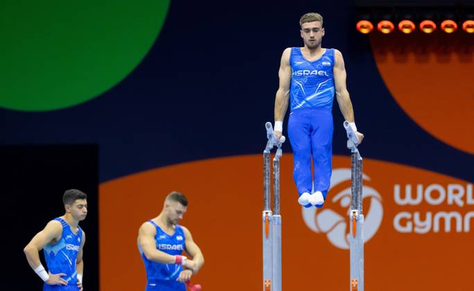 ROTTERDAM - Ilia Liubimov of the Israeli gymnastics team during podium training at the World Championships in Ahoy Rotterdam. IRIS VAN DEN BROEK ANP xVIxANPxSportx xxANPxIVx 572516233 originalFilename: 572516233.jpg