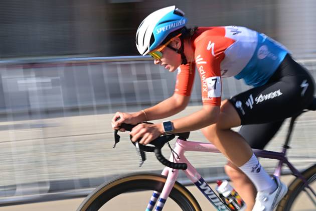 Luxembourg s Marie Schreiber pictured in action during the women elite race of the Kermiscross cyclocross cycling event, on Thursday 15 October 2026, in Ardooie. DAVIDxPINTENS  x189890703x