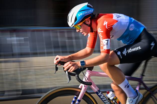 Luxembourg s Marie Schreiber pictured in action during the women elite race of the Kermiscross cyclocross cycling event, on Thursday 15 October 2026, in Ardooie. DAVIDxPINTENS  x189892537x