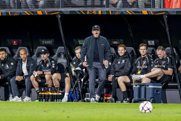 NIJMEGEN NEC Nijmegen coach Dick Schreuder during the UEFA Europa League match between NEC and Levski Sofia at Stadion De Goffert on October 15, 2026, in Nijmegen, the Netherlands. Photo by DeFodi Images