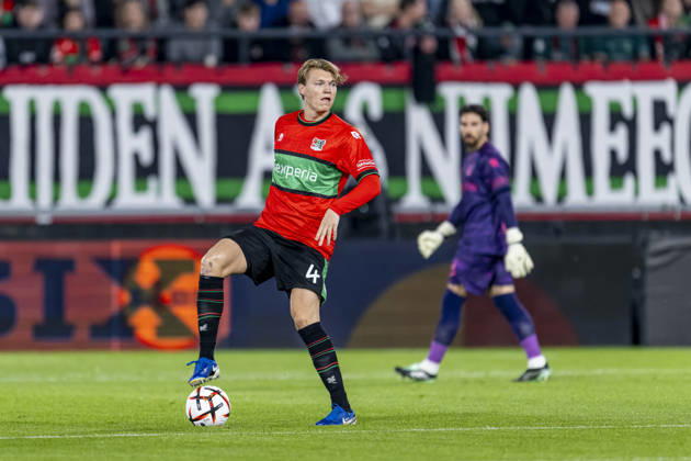 NIJMEGEN NEC Nijmegen defender Perr Schuurs during the UEFA Europa League match between NEC and Levski Sofia at Stadion De Goffert on October 15, 2026, in Nijmegen, the Netherlands. Photo by DeFodi Images