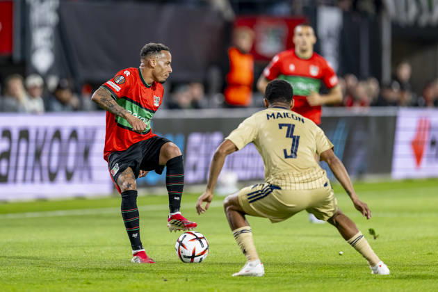NIJMEGEN NEC Nijmegen forward Tjaronn Chery during the UEFA Europa League match between NEC and Levski Sofia at Stadion De Goffert on October 15, 2026, in Nijmegen, the Netherlands. Photo by DeFodi Images