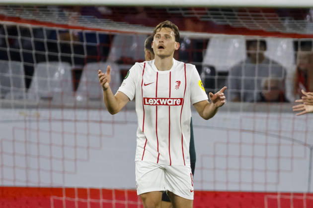 Maximilian Eggestein, SC Freiburg, 08, facial expressions, emotion, Germany, soccer, UEFA Conference League, Matchday 1, 2026–2027, SC Freiburg vs. FK Jablonec, October 15, 2026, Freiburg im Breisgau, Stadion am Wolfswinkel, Germany Copyright: xGrantxHubbsx