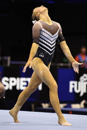 Claire Pease, USA, during podium training at the 2026 World Championships in Rotterdam on October 15, 2026