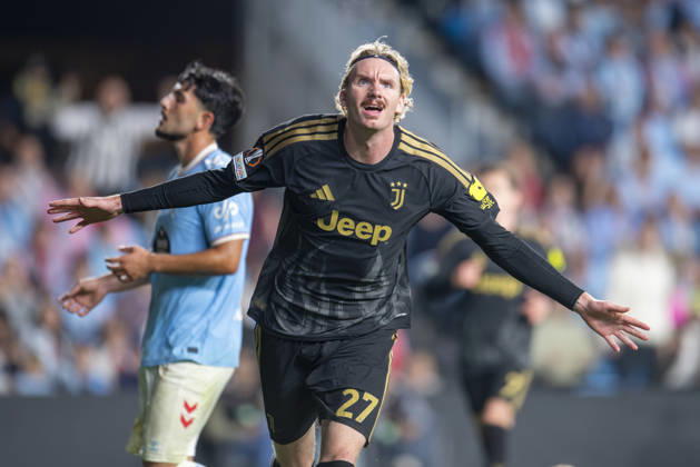 RC Celta vs. Juventus, UEFA Europa League Matchday 2: Juventus player Woltemade celebrates his goal during Matchday 2 of the UEFA Europa League between RC Celta and Juventus at Abanca Balaidos Stadium on October 15, 2026, in Vigo, Abanca Balaidos Stadium, Pontevedra, Spain Copyright: xLuisxLorenzox