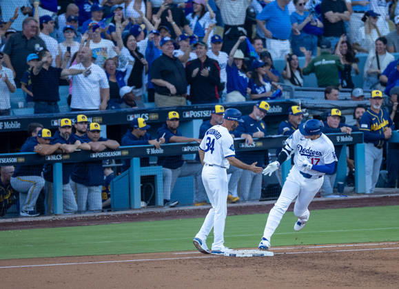October 15, 2026, Los Angeles, California, USA: Los Angeles Dodgers Shohei Ohtani runs the bases as he hits a 3 run home run the second inning against the Milwaukee Brewers in Game 4 of the National League Championship Series at Dodgers Stadium in Los Angeles, California on Oct. 15, 2026. . . Los Angeles USA - ZUMAa60_ 0869623101st Copyright: xArmandoxArorizox