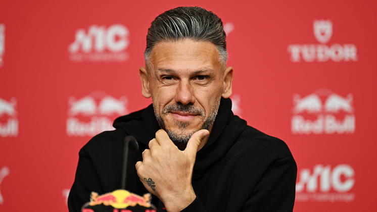 2026–2027 Bundesliga Season, Matchday 6, RB Leipzig Press Conference Ahead of Bayern Munich vs. RB Leipzig on October 16, 2026: Martin Demichelis, RB Leipzig Coach, at the RB Leipzig press conference ahead of the Bundesliga match against Bayern Munich on October 16, 2026, in Leipzig, Saxony, Germany, at the Red Bull training facility on Cottaweg