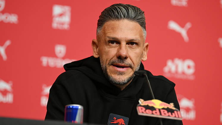 2026–2027 Bundesliga Season, Matchday 6, RB Leipzig Press Conference Ahead of Bayern Munich vs. RB Leipzig on October 16, 2026: Martin Demichelis, RB Leipzig Coach, at the RB Leipzig press conference ahead of the Bundesliga match against Bayern Munich on October 16, 2026, in Leipzig, Saxony, Germany, at the Red Bull training facility on Cottaweg