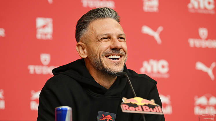 2026–2027 Bundesliga Season, Matchday 6, RB Leipzig Press Conference Ahead of Bayern Munich vs. RB Leipzig on October 16, 2026: Martin Demichelis, RB Leipzig Coach, at the RB Leipzig press conference ahead of the Bundesliga match against Bayern Munich on October 16, 2026, in Leipzig, Saxony, Germany, at the Red Bull training facility on Cottaweg