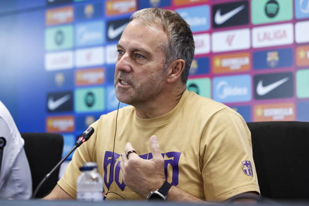 October 16, 2026, Sant Joan Despi, Barcelona, Spain: Hansi Flick, head coach of FC Barcelona, Barca attends his press conference, PK, Pressekonferenz during the training day of FC Barcelona ahead the Spanish League, LaLiga EA Sports, football match against Real Betis at Ciudad Esportiva Joan Gamper on October 16, 2026 in Sant Joan Despi, Barcelona, Spain. FC Barcelona Training And Press Conference - LaLiga EA Sports  - ZUMAa181 20261016_zaa_a181_009 Copyright: xJavierxBorregox
