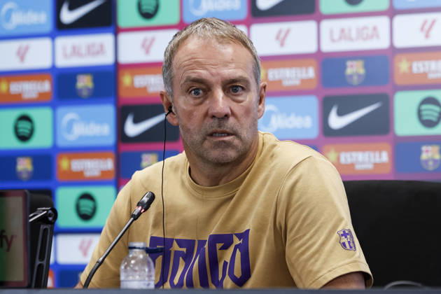 October 16, 2026, Sant Joan Despi, Barcelona, Spain: Hansi Flick, head coach of FC Barcelona, Barca attends his press conference, PK, Pressekonferenz during the training day of FC Barcelona ahead the Spanish League, LaLiga EA Sports, football match against Real Betis at Ciudad Esportiva Joan Gamper on October 16, 2026 in Sant Joan Despi, Barcelona, Spain. FC Barcelona Training And Press Conference - LaLiga EA Sports  - ZUMAa181 20261016_zaa_a181_015 Copyright: xJavierxBorregox
