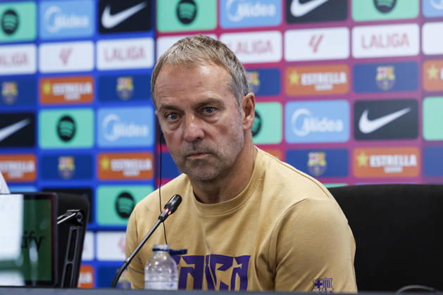 October 16, 2026, Sant Joan Despi, Barcelona, Spain: Hansi Flick, head coach of FC Barcelona, Barca attends his press conference, PK, Pressekonferenz during the training day of FC Barcelona ahead the Spanish League, LaLiga EA Sports, football match against Real Betis at Ciudad Esportiva Joan Gamper on October 16, 2026 in Sant Joan Despi, Barcelona, Spain. FC Barcelona Training And Press Conference - LaLiga EA Sports  - ZUMAa181 20261016_zaa_a181_021 Copyright: xJavierxBorregox