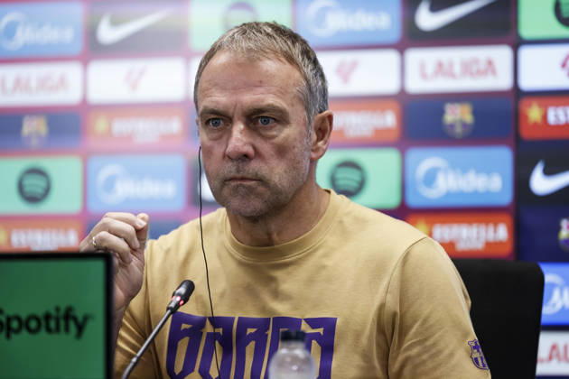 October 16, 2026, Sant Joan Despi, Barcelona, Spain: Hansi Flick, head coach of FC Barcelona, Barca attends his press conference, PK, Pressekonferenz during the training day of FC Barcelona ahead the Spanish League, LaLiga EA Sports, football match against Real Betis at Ciudad Esportiva Joan Gamper on October 16, 2026 in Sant Joan Despi, Barcelona, Spain. FC Barcelona Training And Press Conference - LaLiga EA Sports  - ZUMAa181 20261016_zaa_a181_027 Copyright: xJavierxBorregox