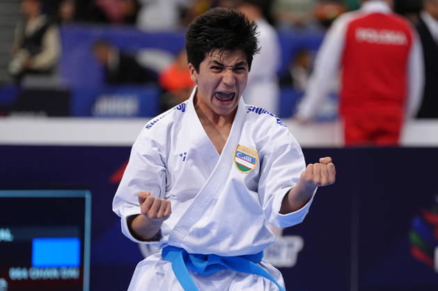 2026 World Cadet, Junior & U21, U 21 Karate Championships BIELSKO-BIALA, POLAND - OCTOBER 16: Javokhir Djakhangirov of Uzbekistan performs during the cadet male individual kata semi-final at the 2026 World Cadet, Junior & U21 Karate Championships at Hala Pod Debowcem on October 16, 2026 in Bielsko-Biala, Poland. Bielsko-Biala Hala Pod Debowcem Poland Copyright: x2026xKaratexInsights PSxImagesxMartinxKremser KaratexInsightsx